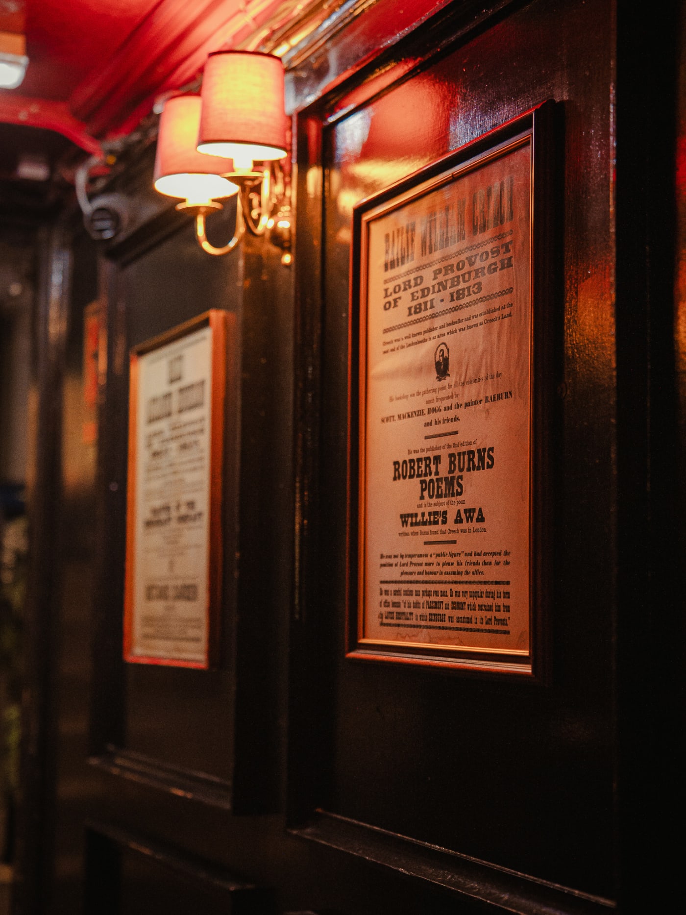 Menu board on the wall at The Bailie Bar