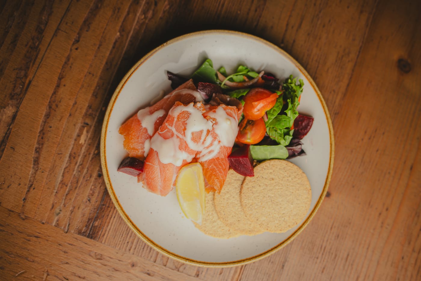 Salad starter plated at The Piper's Rest