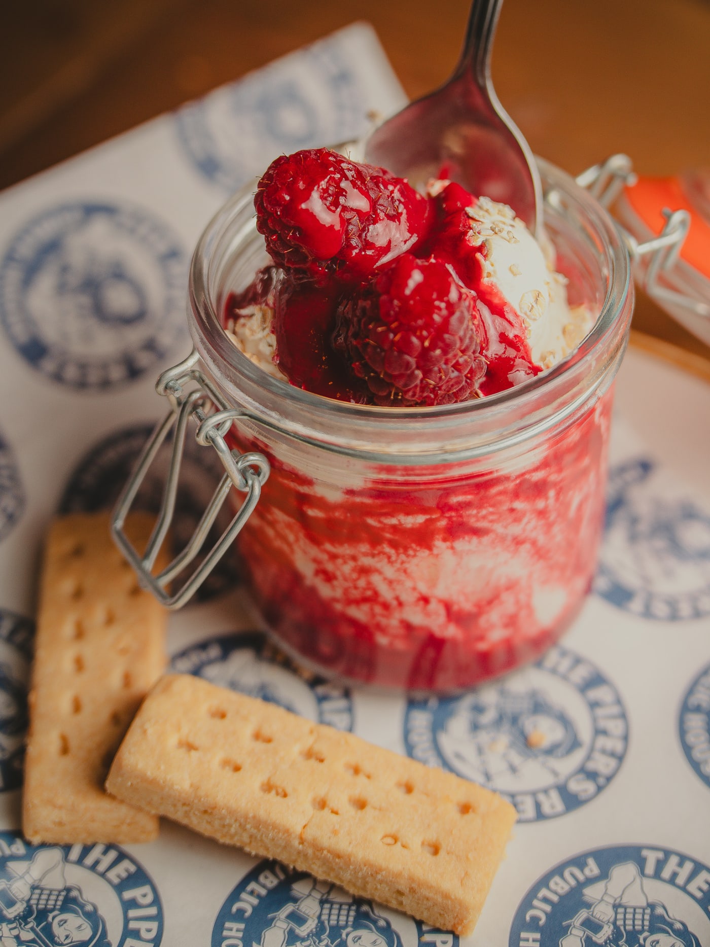 Berry cranachan dessert with shortbread at The Piper's Rest