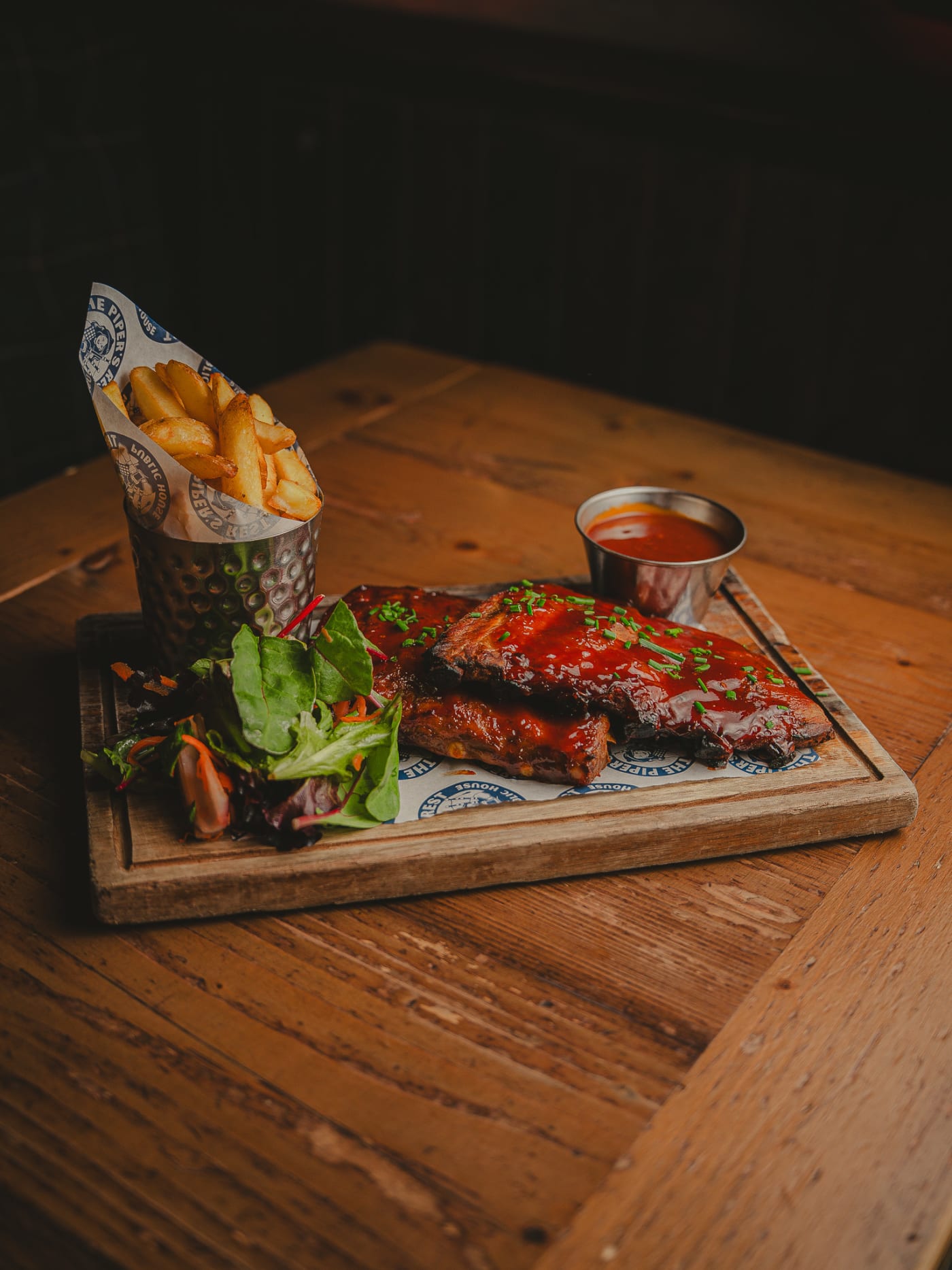 Ribs board served at The Piper's Rest, Edinburgh