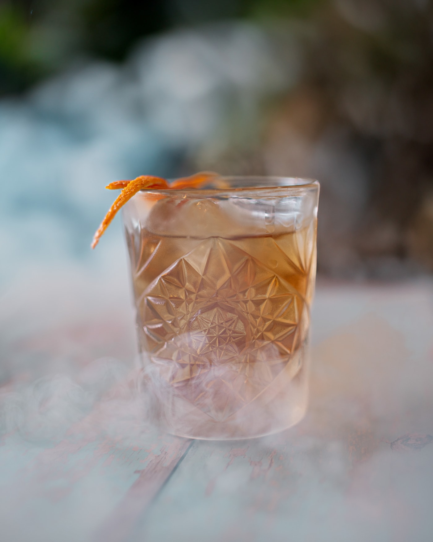 Cocktail with dry ice smoke at The Ship Inn