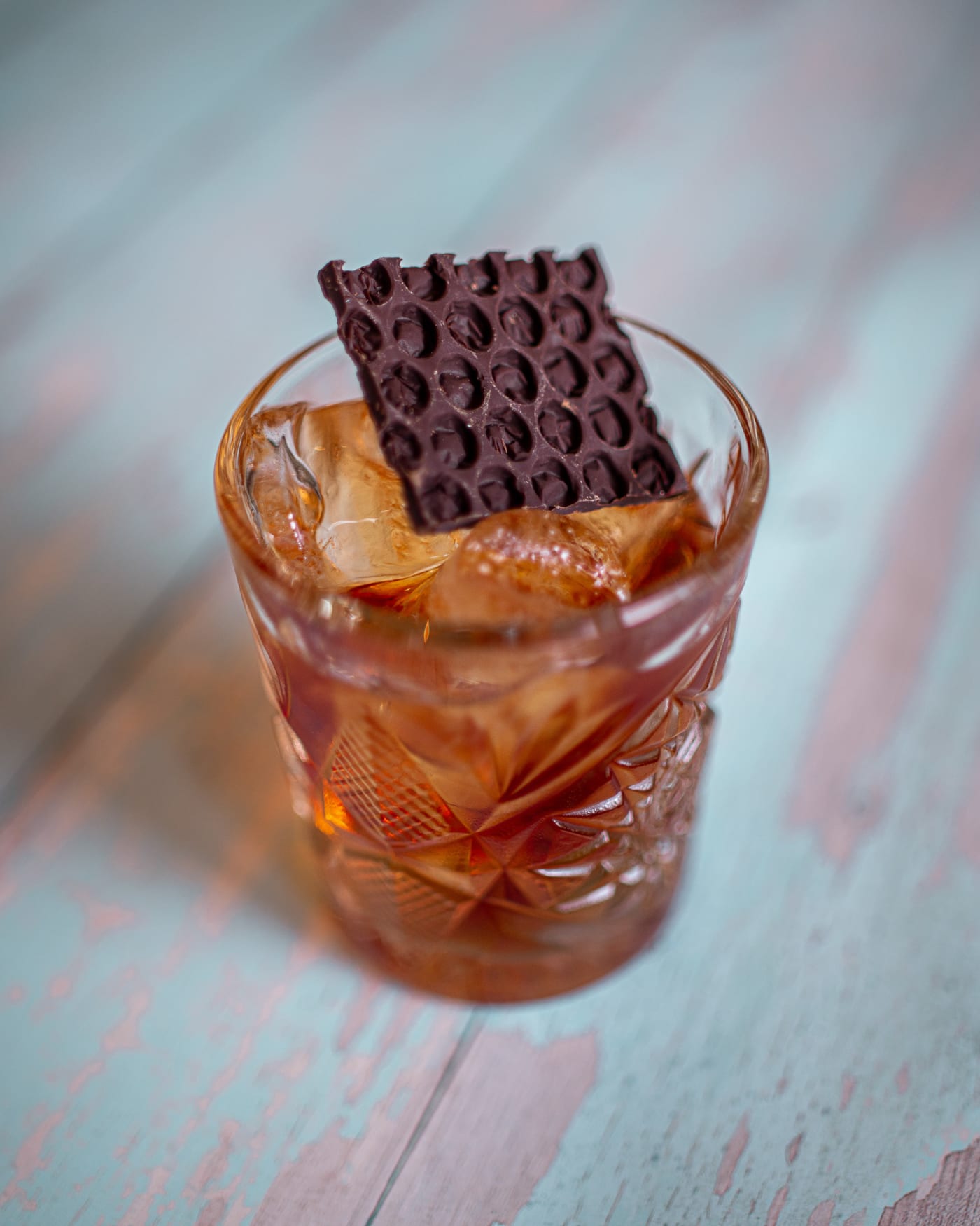 Old fashioned with a chocolate garnish at The Ship Inn, Musselburgh