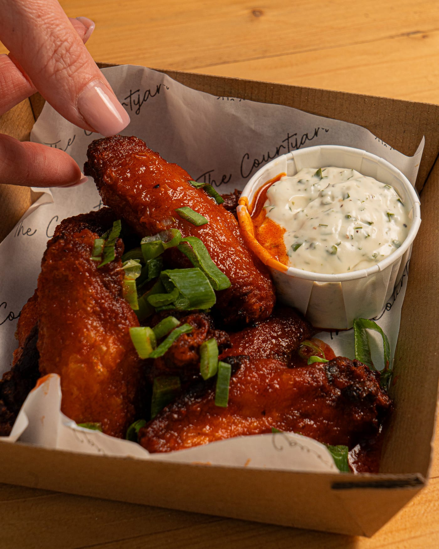 Chicken wings with blue cheese dip at The Ship Inn