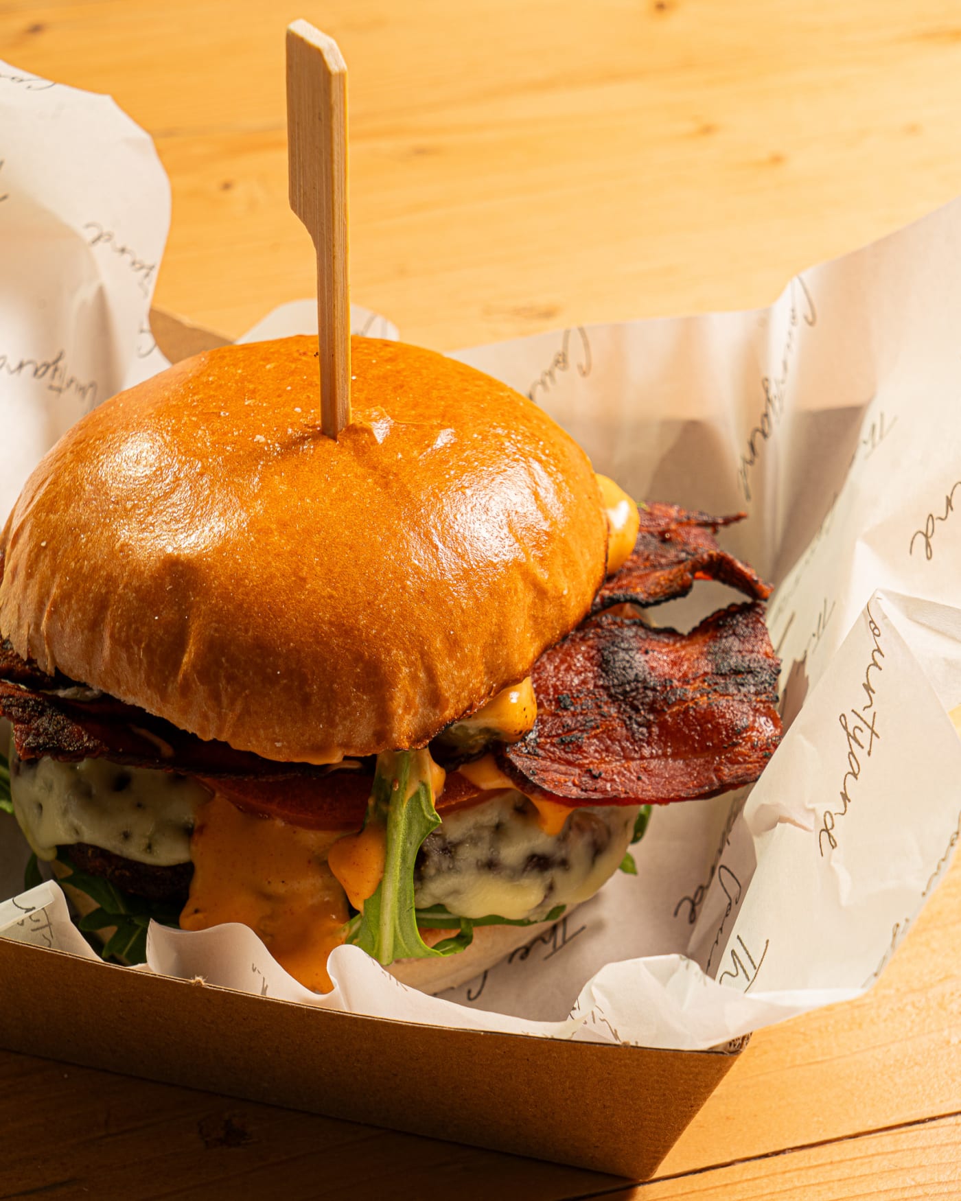 Bacon burger at The Ship Inn