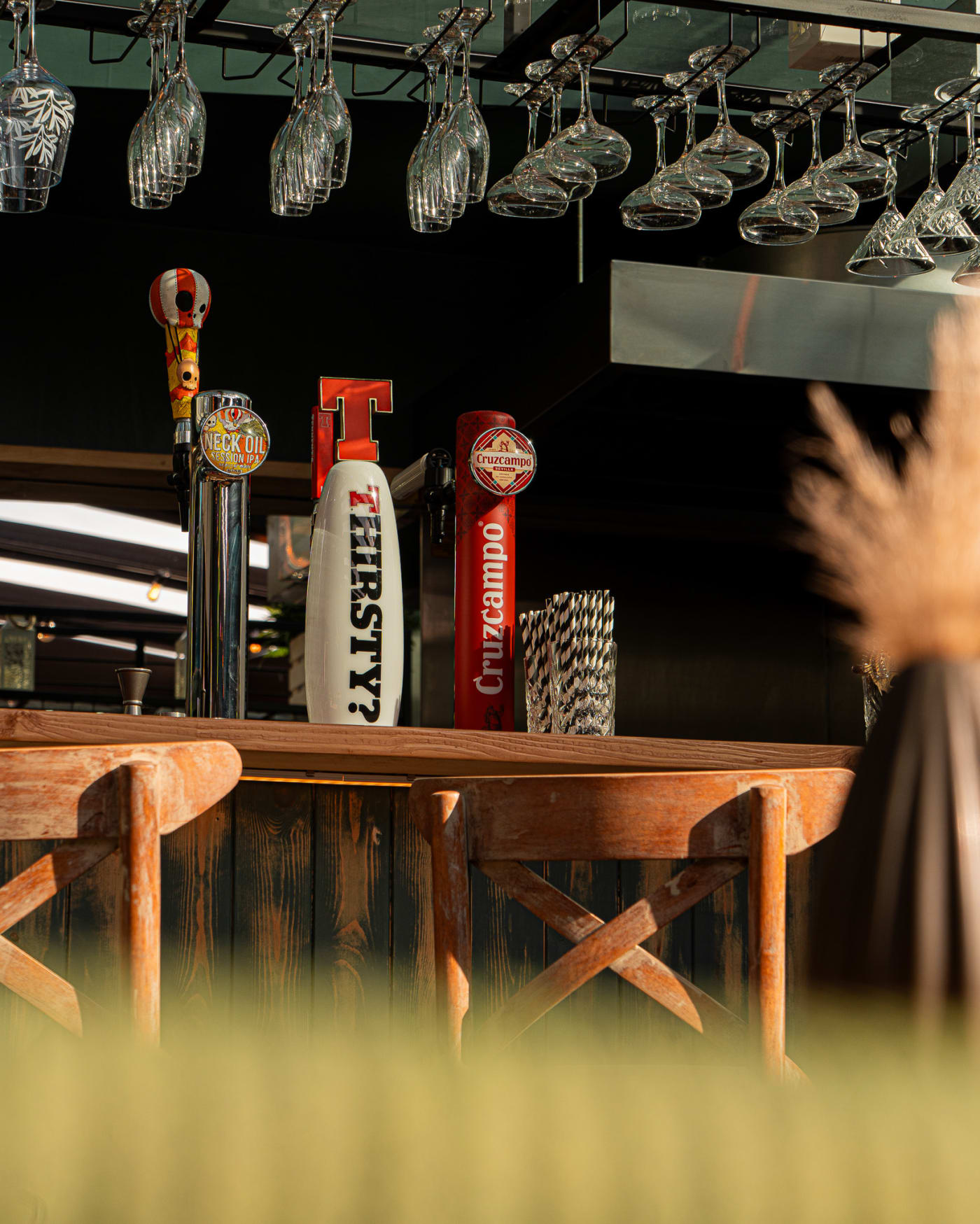 Beer taps in The Courtyard bar at The Ship Inn
