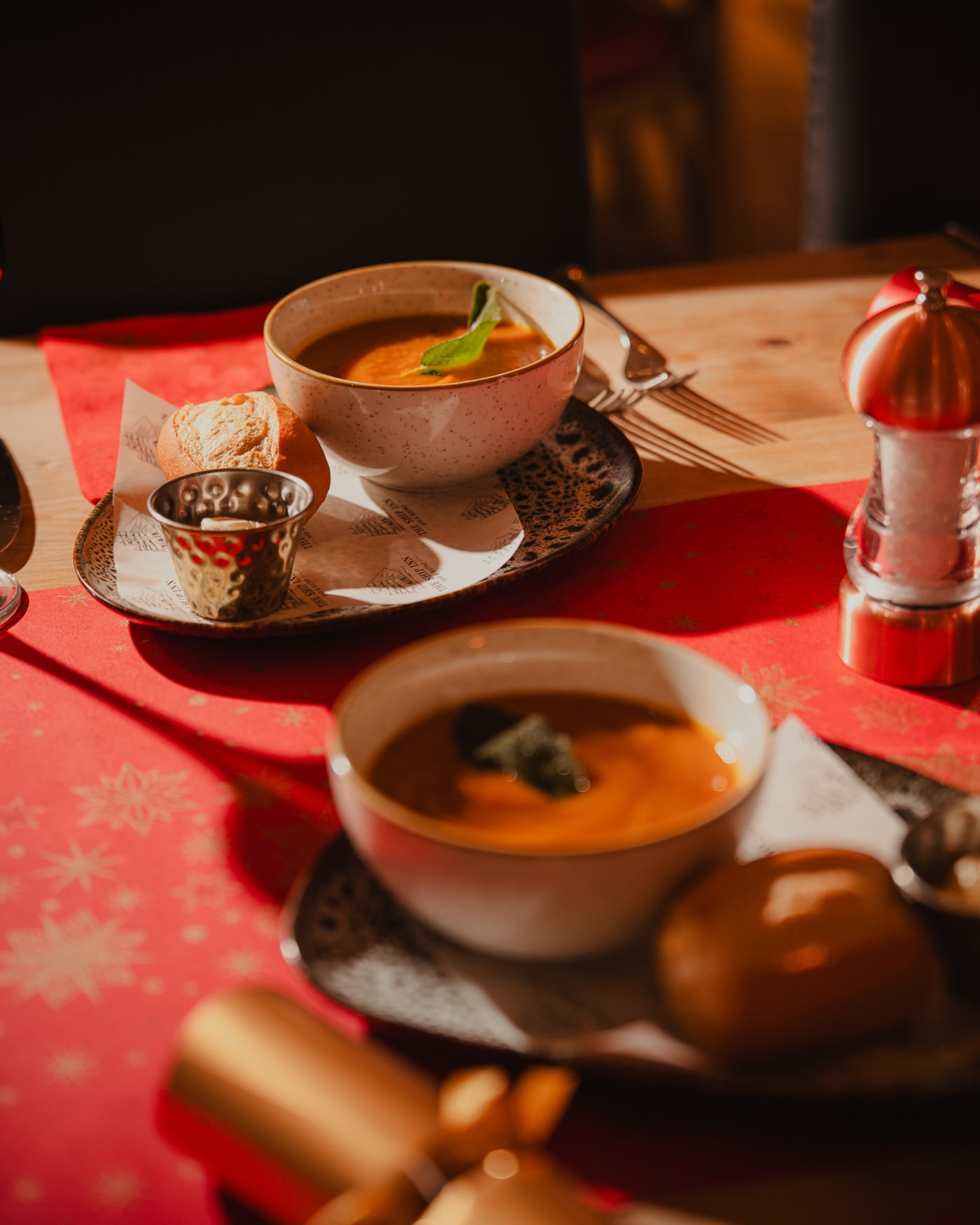 Christmas soup with a glass of wine at The Ship Inn, Musselburgh