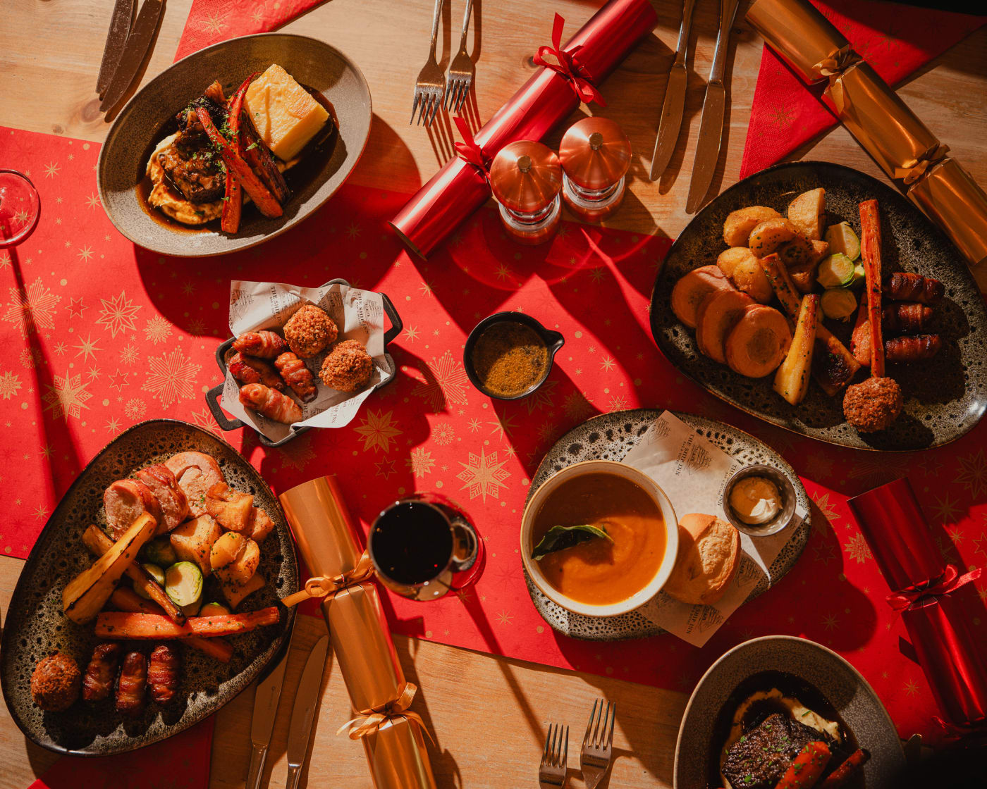 Christmas sharing plates from above at The Ship Inn