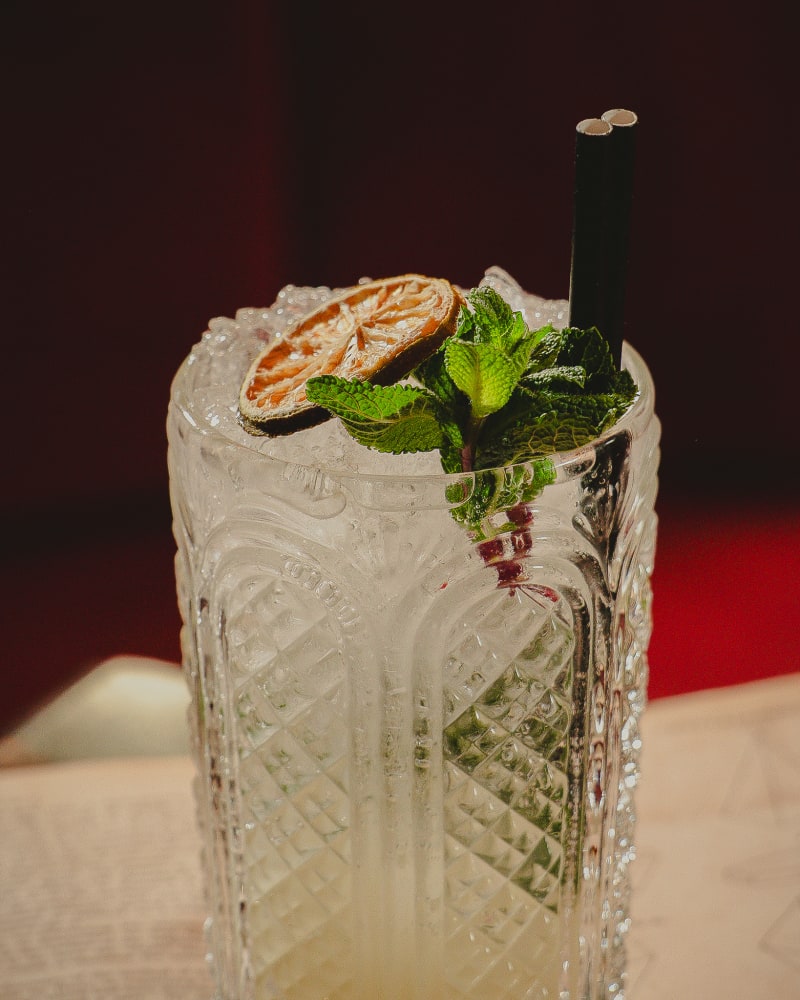 Crystal highball with mint at Jackson The Tailor