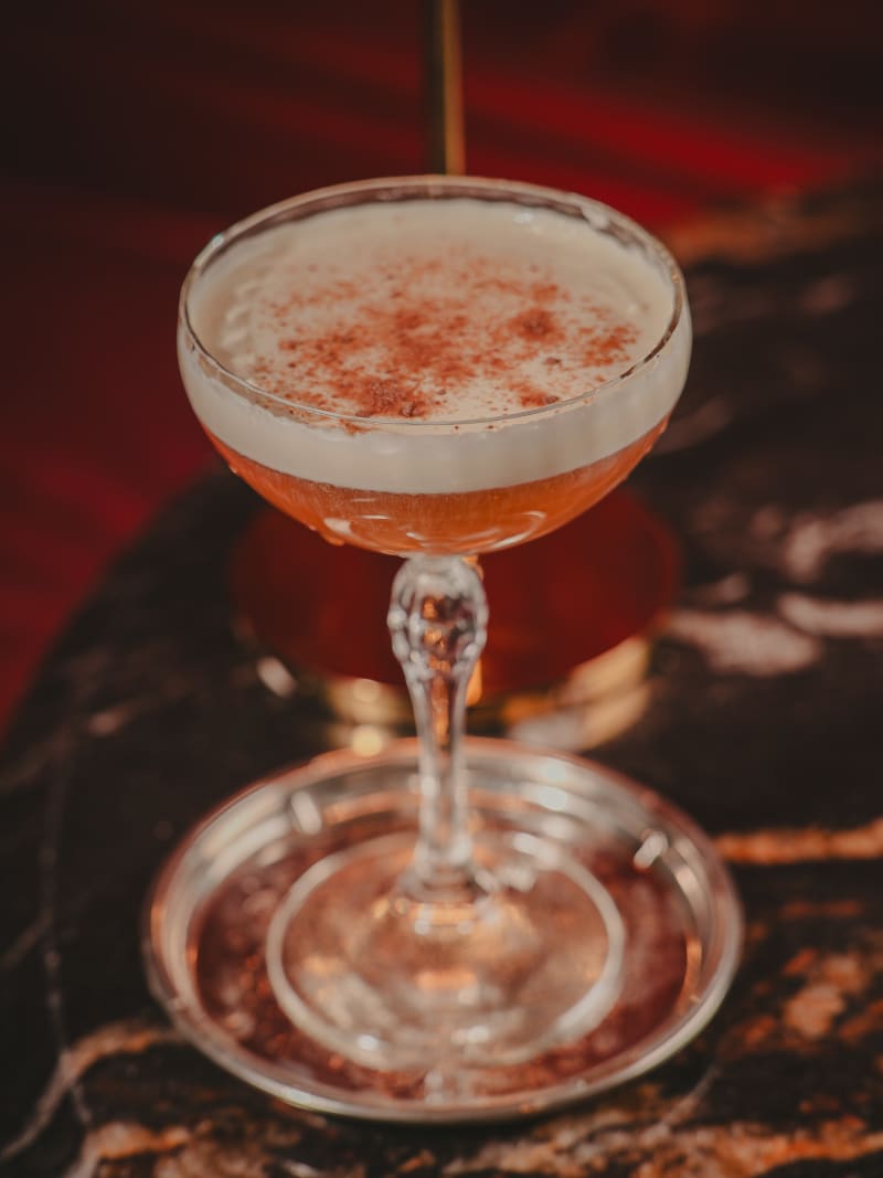 Strawberry coupe on a silver tray at Jackson The Tailor