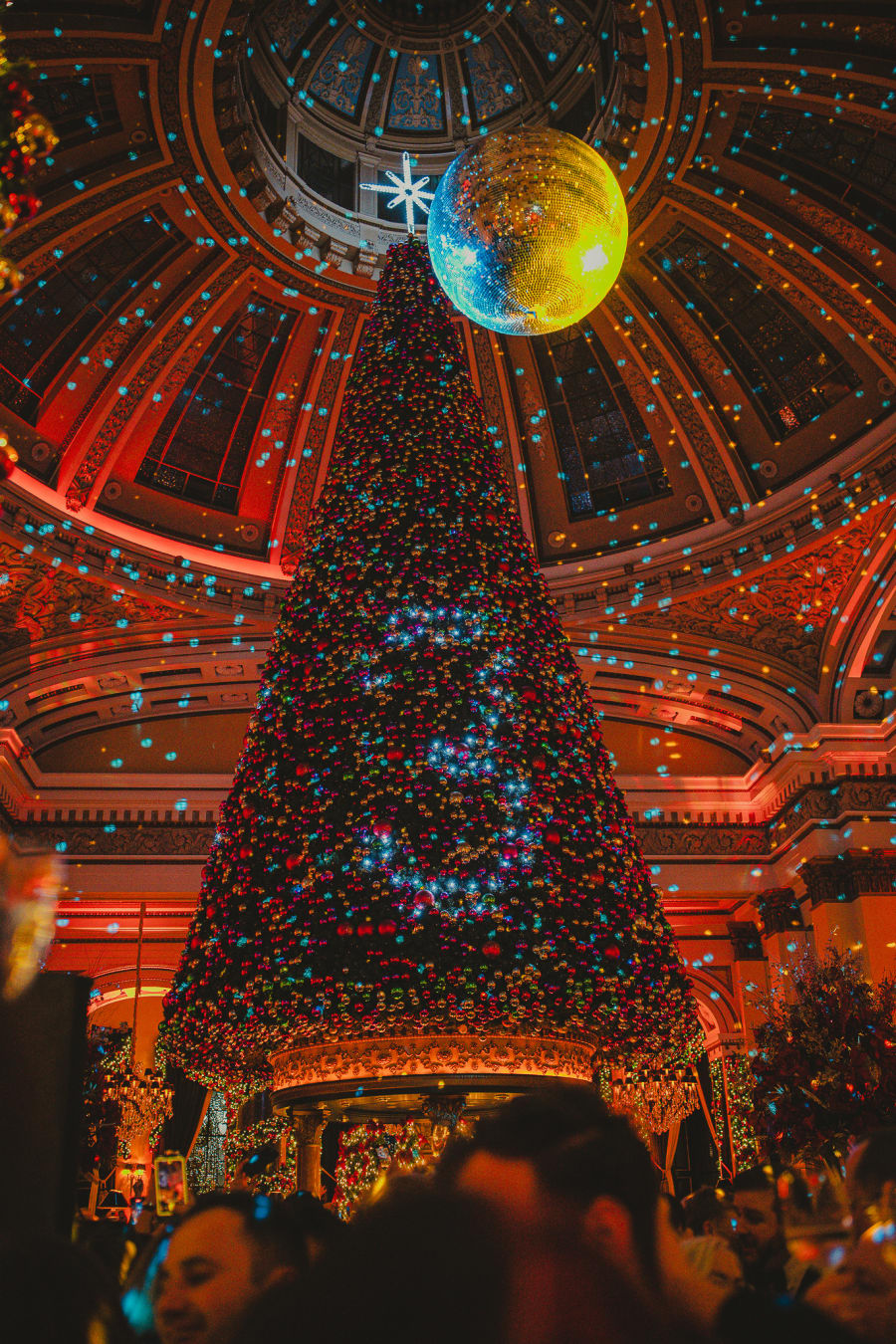 The countdown to midnight displayed on the giant Christmas tree at The Dome