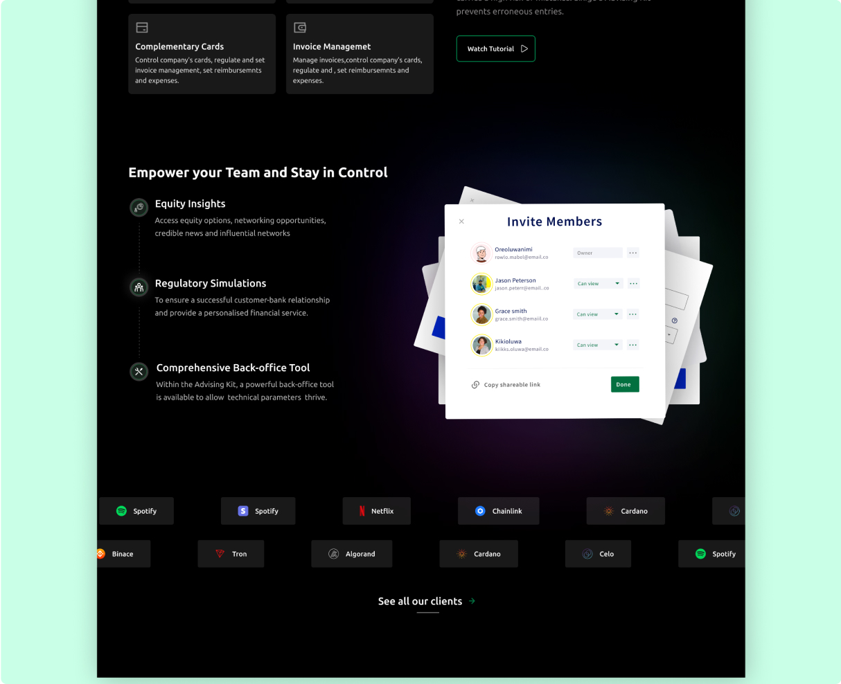 LANDING PAGE FOR FINANCER