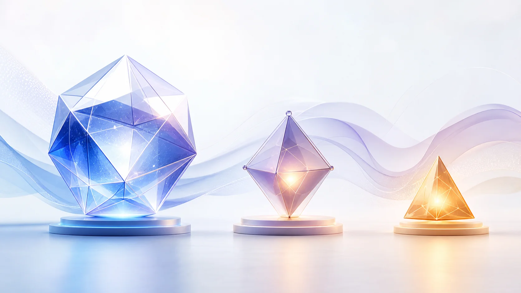 Três formas abstratas representam os modelos Sol, Terra e Luna da família GPT-5.6.