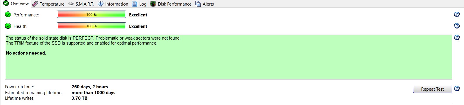 Hard Disk Sentinel Score