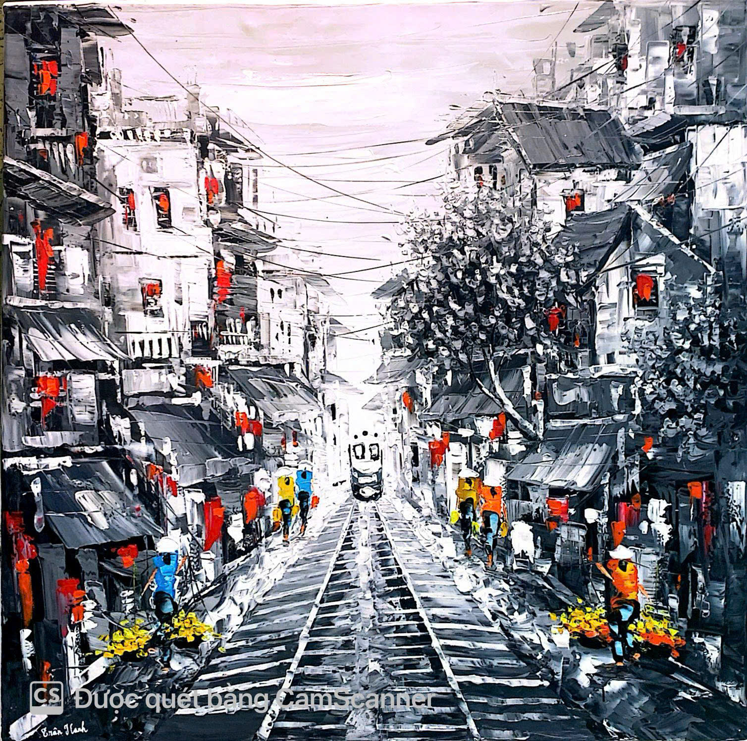 Black and white train street