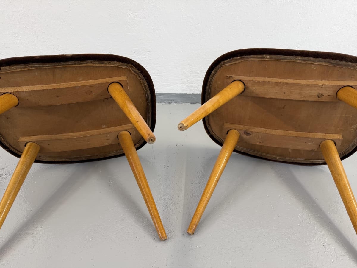 Párové retro stoličky / taburety, bruselský styl, 60.–70. léta — fotka 4