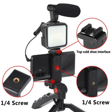 Professional Vlogging Kit 01LM LED Tripod Mic Phone Holder thumbnail 3