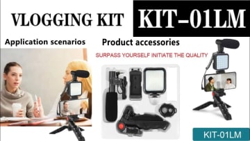 Professional Vlogging Kit 01LM LED Tripod Mic Phone Holder - alternate view