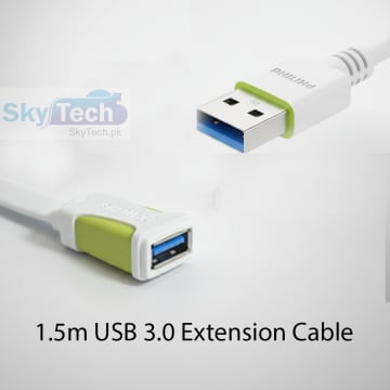 Ultra Flat Slim USB 3.0 Extension Cable 1.5m 5Gbps White - alternate view