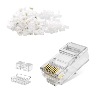 SkyTech Cat6 UTP RJ45 Connectors 100-Pack | Gold Plated Ethernet Crimp Plugs for Network Cable thumbnail 3