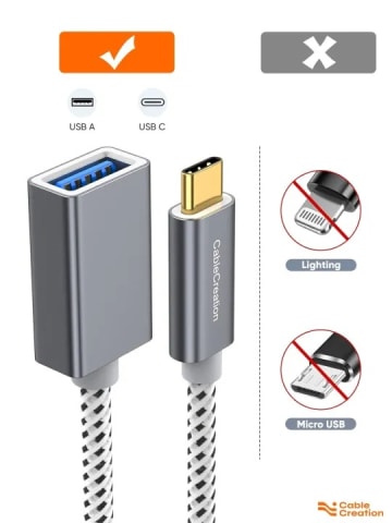 CableCreation USB C OTG Cable 0.15m – USB C to USB A Adapter for MacBook Pro,...