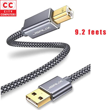 JsAUX USB 2.0 High-Speed Printer Cable A Male to B Male Braided for Printers ...