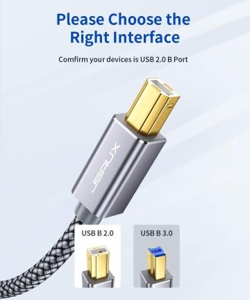 JsAUX USB 2.0 High-Speed Printer Cable A Male to B Male Braided for Printers & Scanners in Pakistan - alternate view