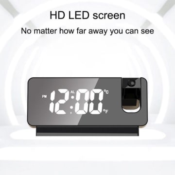 LED Digital Projection Alarm Clock USB Electronic Ceiling Projector 180 Degree Rotation Beside Desktop Clock thumbnail 3