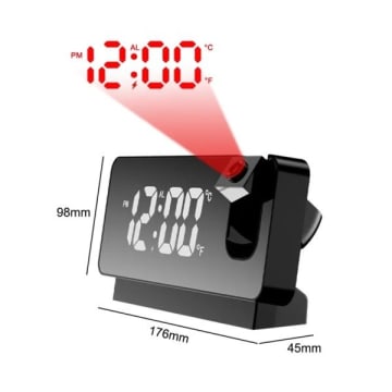 LED Digital Projection Alarm Clock USB Electronic Ceiling Projector 180 Degree Rotation Beside Desktop Clock - alternate view