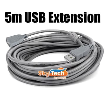 5m Grey USB Extension Cable (Type A Male to Female) for PC, Printer & Periphe...