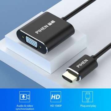 PIHEN 1080P HDMI to VGA Adapter Converter with Audio HDMI2VGA for PC, Laptop,...