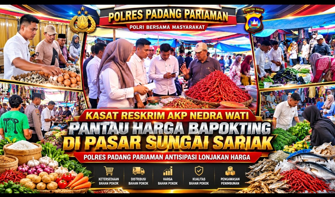 AKP Nedra Wati Pimpin Pemantauan Bahan Pokok di Pasar Sungai Sariak, Pengawasan Diperketat Demi Lindungi Daya Beli Masyarakat