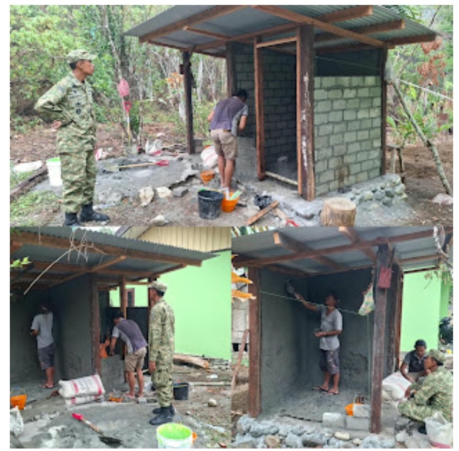Pastikan pembangunan berjalan baik dan benar, Wadansatgas TMMD 130 Kodim 1808/Mansel Tinjau langsung pembangunan MCK di Kampung Yamboi