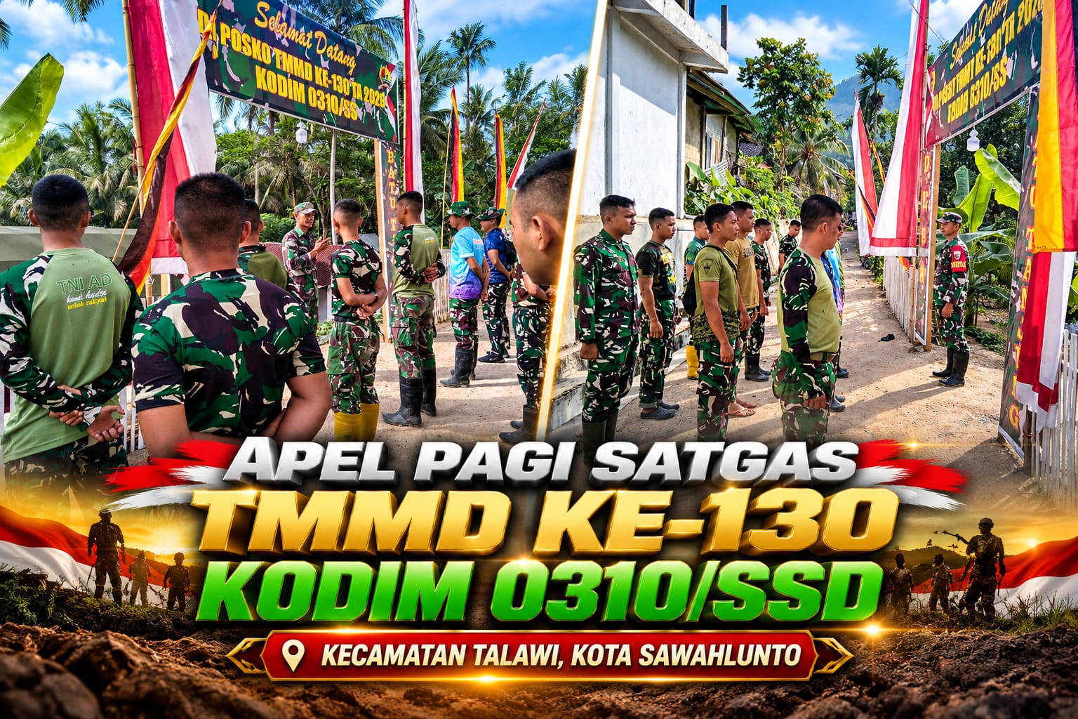 DISIPLIN DAN SOLIDITAS PRAJURIT JADI KUNCI! KODIM 0310/SSD PERKUAT KESIAPAN SATGAS TMMD KE-130 LEWAT APEL PAGI DI TALAWI SAWAHLUNTO