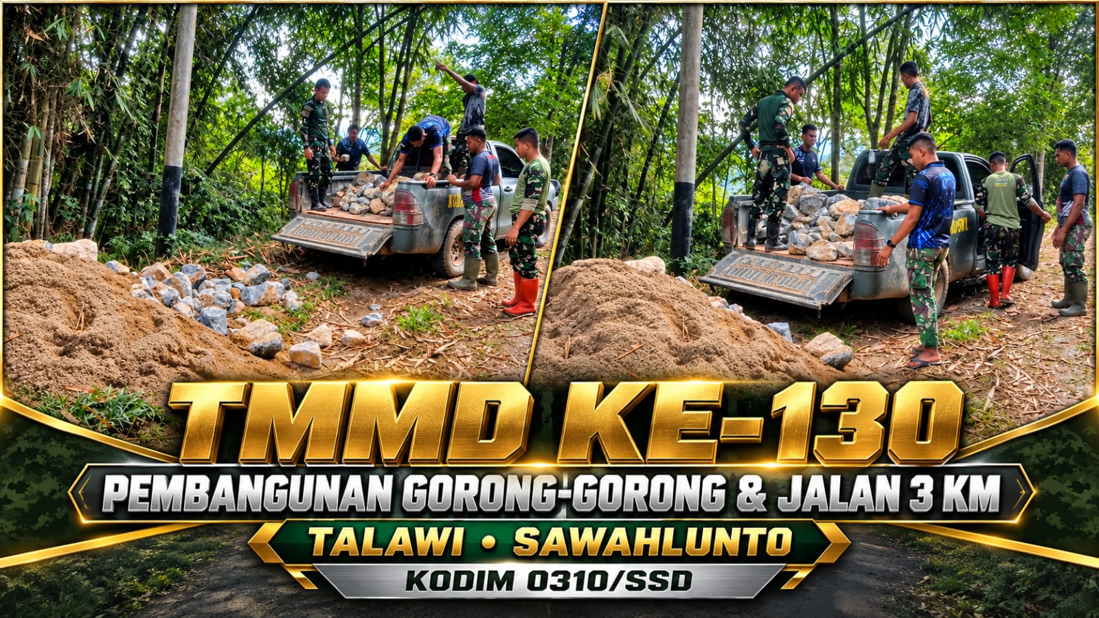 PANTANG MENYERAH DEMI RAKYAT! KODIM 0310/SSD PACU PEMBANGUNAN GORONG-GORONG DAN JALAN 3 KM MELALUI TMMD KE-130 DI TALAWI SAWAHLUNTO
