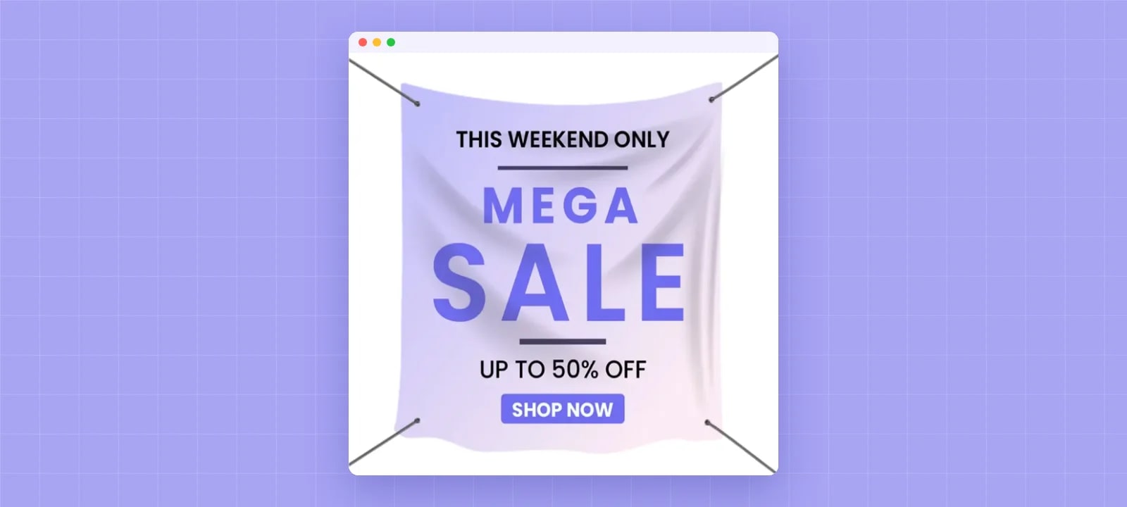 Black Friday sale banner with 'up to 50% off' text, made with a banner template