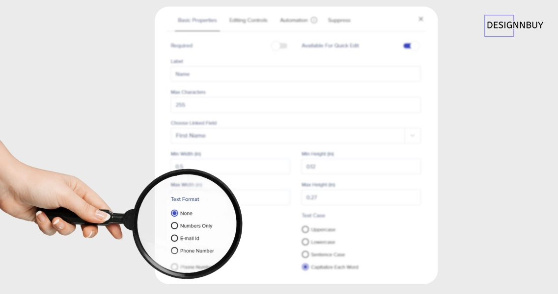 Template Building Data Input Control | DesignNBuy