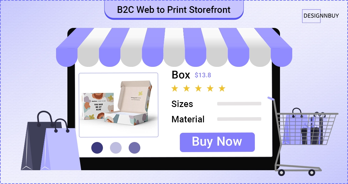 B2C web to print storefront example with product customization and pricing