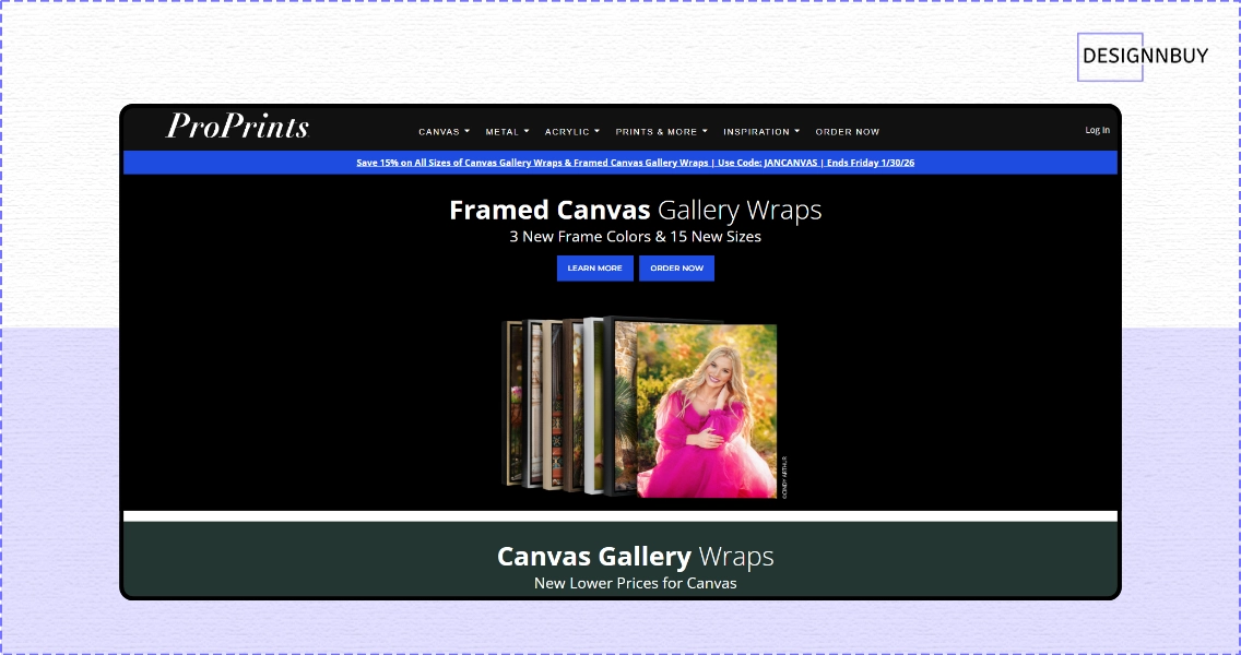 Framed canvas gallery wraps and wall art from Pro Prints showcasing premium photo printing quality