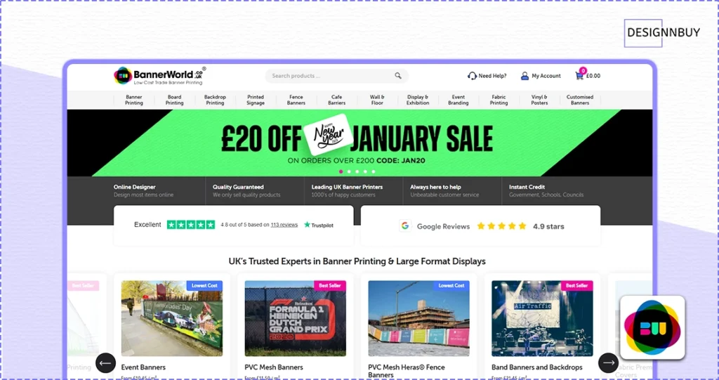 Banner World - Best Online Printing Businesses in UK 2026 - DesignNBuy