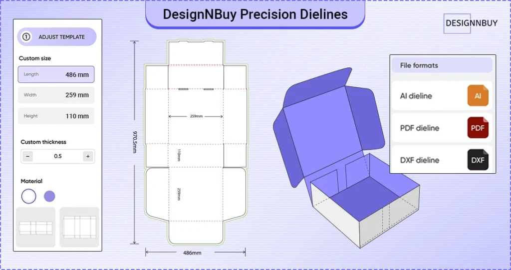 Create accurate dielines in packaging with DesignNBuy