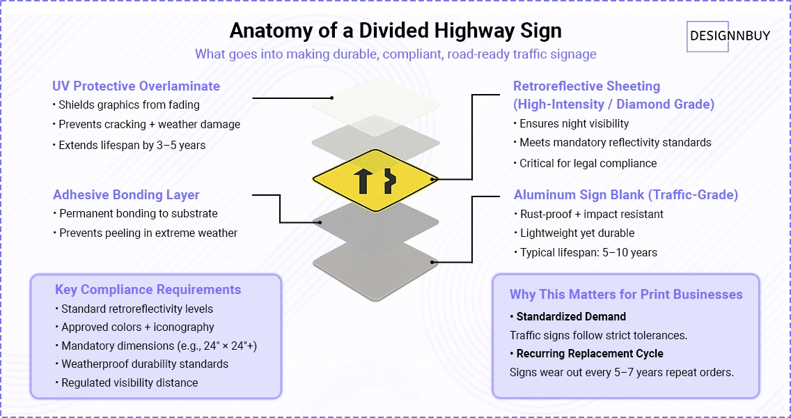 Anatomy Of A Divided Highway Sign What Goes Into Making Durable Compliant Road