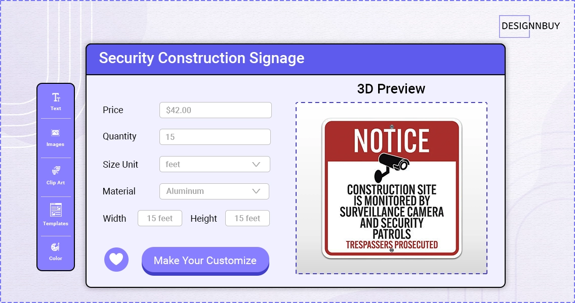 Security Construction Signage | Designnbuy web to print