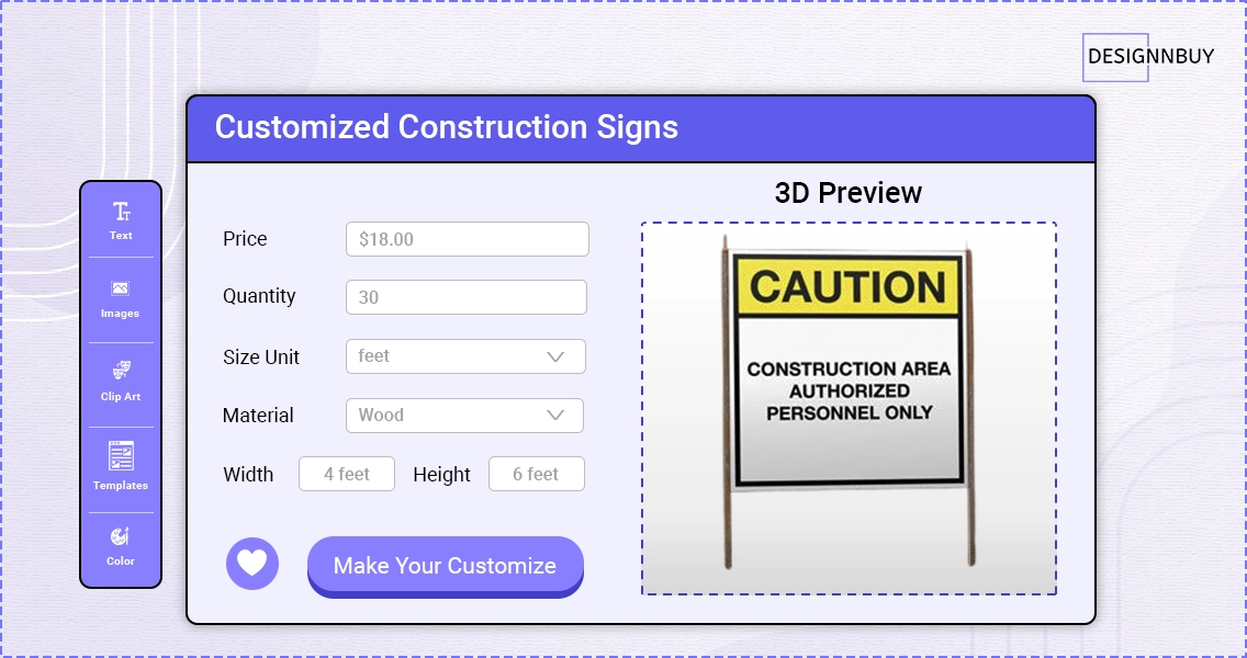 Customized Construction Signs | DesignNBuy web to print