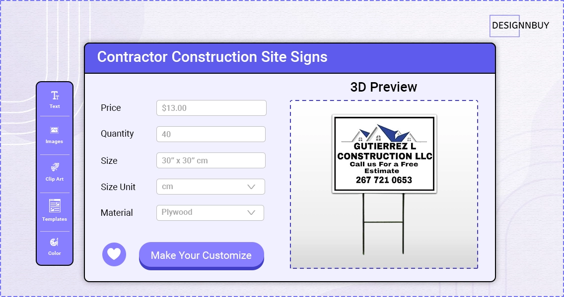 Contractor Construction Site Signs | Designnbuy web to print