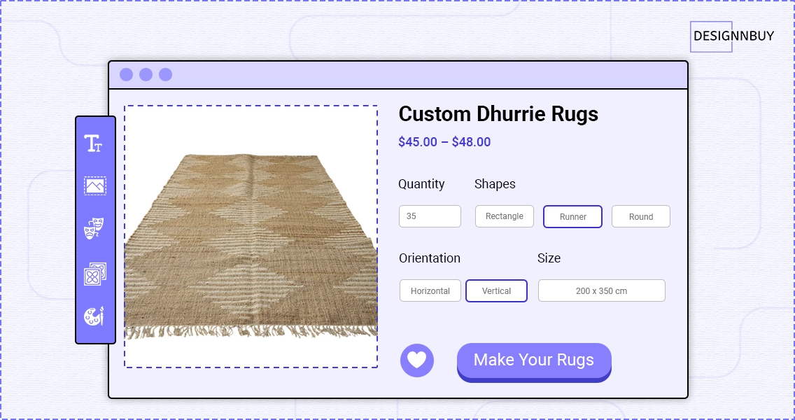 Custom Dhurrie Rugs | Designnbuy web to print
