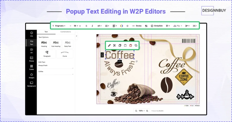 Popup Text Editing In Web To Print Editors