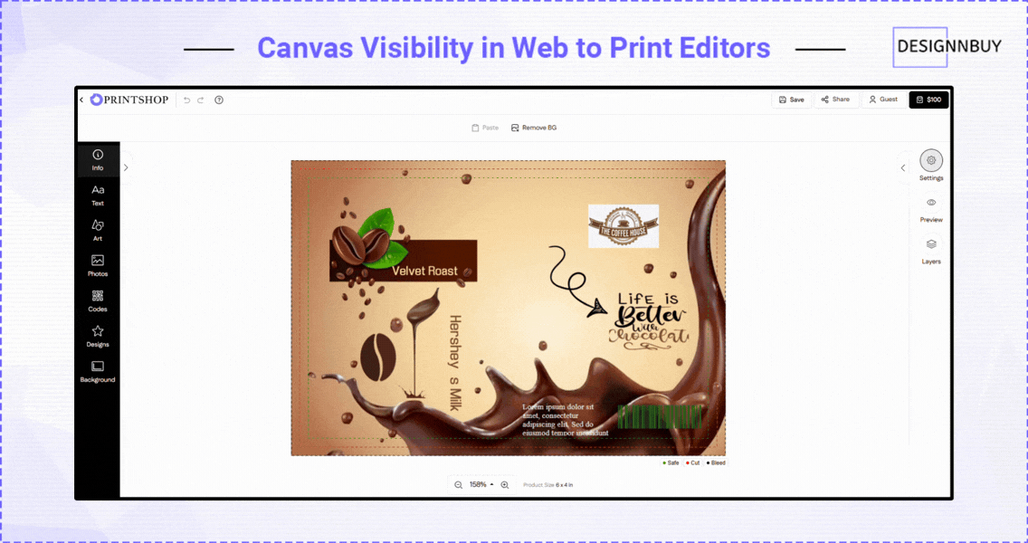 Canvas Visibility In Web To Print Editors