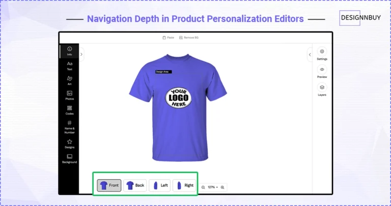 Navigation Depth In Product Personalization Editors
