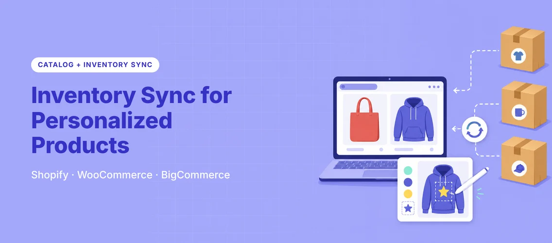 Inventory sync for personalized products on Shopify, WooCommerce and BigCommerce | DesignNBuy