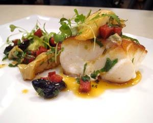 Roast Icelandic cod with avocado puree, chorizo and artichokes | Good ...